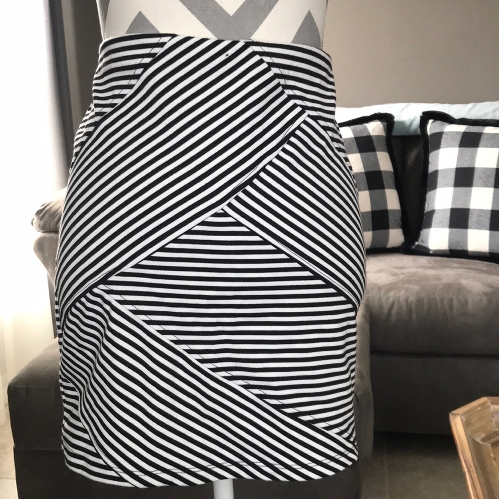 Striped Stretch High Waisted Skirt